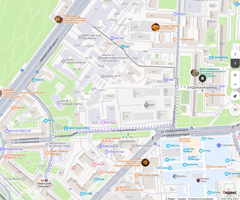 Яндекс Карты. Дом-коммуна по адресу 2-й Донской проезд, дом 9.