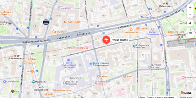 улица Зацепа на карте Москвы